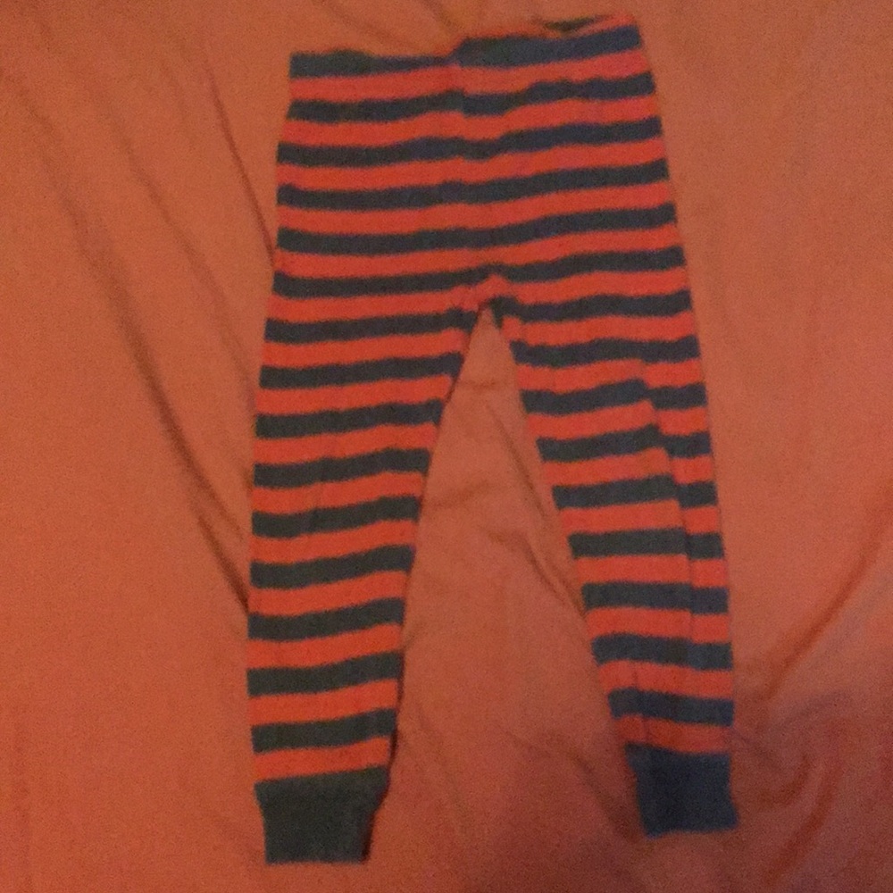 Orange and grey striped pajama pants